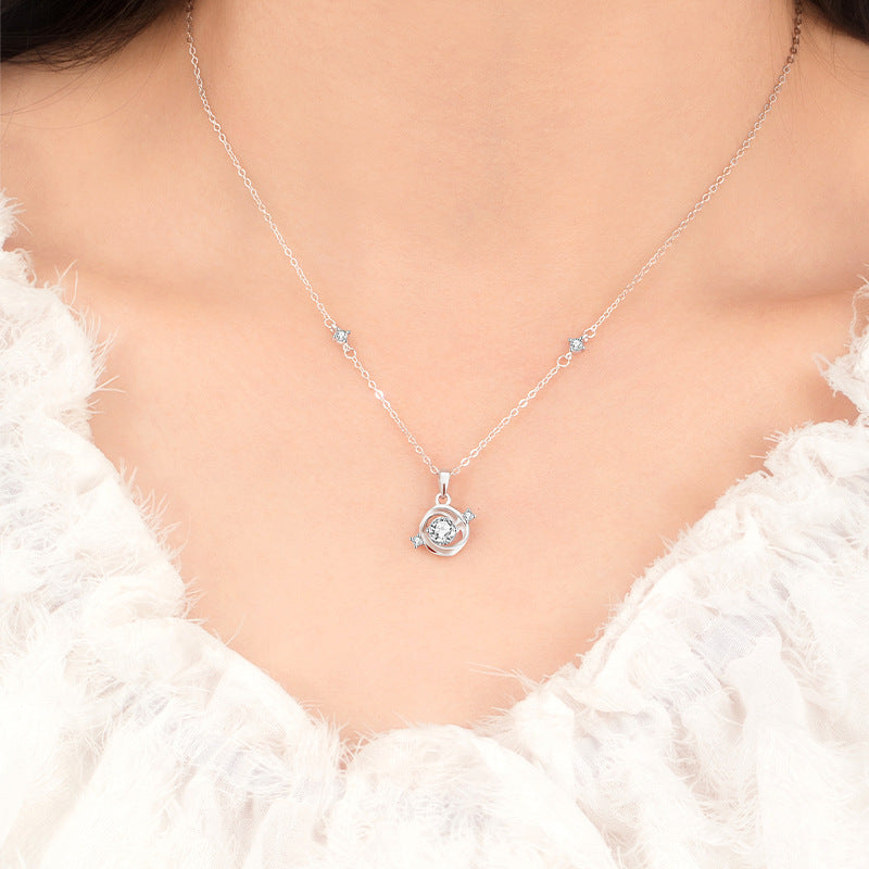 S925 Sterling Silver Rose Love Necklace Bracelet Set Female Light Luxury Niche Zircon Valentine's Day Gift Silver Jewelry Wholesale