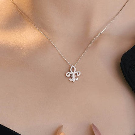 Iris Pure Silver 999 Necklace Women's Light Luxury High-Grade Zircon Flower Clavicle Chain Ins Little Red Book Same Pendant