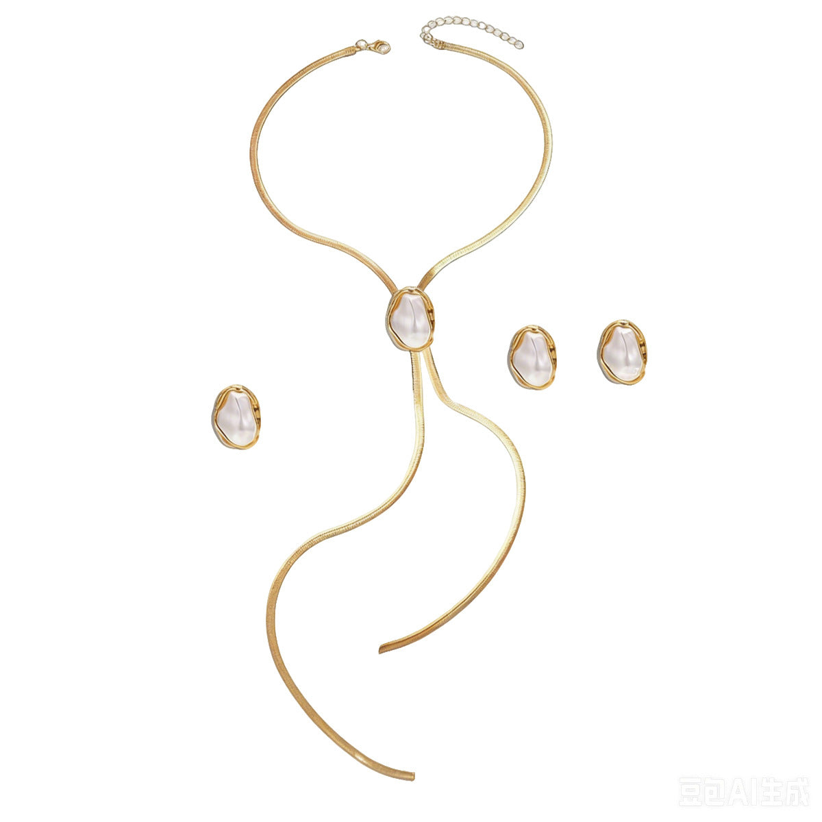 Pearl-Effect Flowing Lariat Jewelry — product image 5