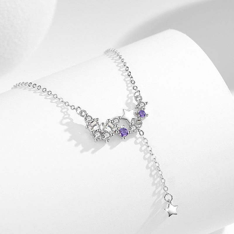 Butterfly Sterling Silver 925 Necklace Female Niche Design Light Luxury Tassel Zircon Clavicle Chain Ins Style Meteor Shower Pendant