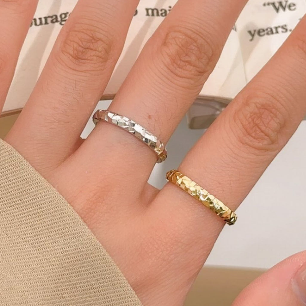 Crushed Ice Sterling Silver 925 Ring Niche Design Light Luxury High-Grade Starry Sky Plain Ring Ins Cold Wind Ring