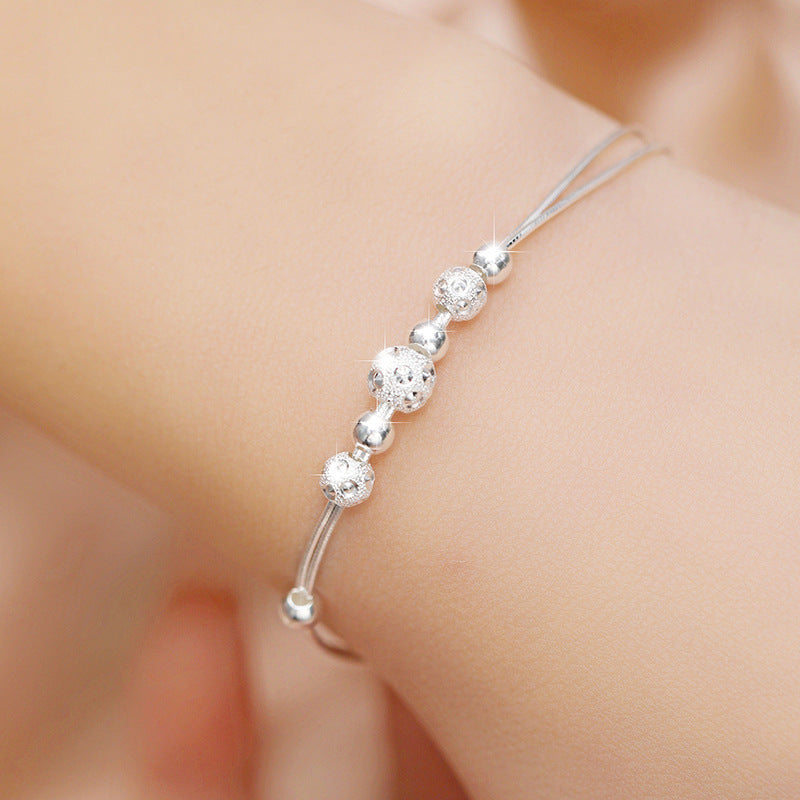 Bell 999 Pure Silver Bracelet Female Niche Design Light Luxury Bracelet Valentine's Day Get Things Ins Sansheng III Bracelet