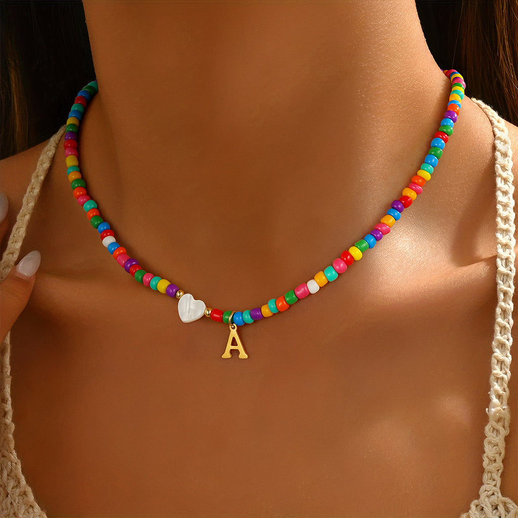 Colorful Initial Bead Necklace
