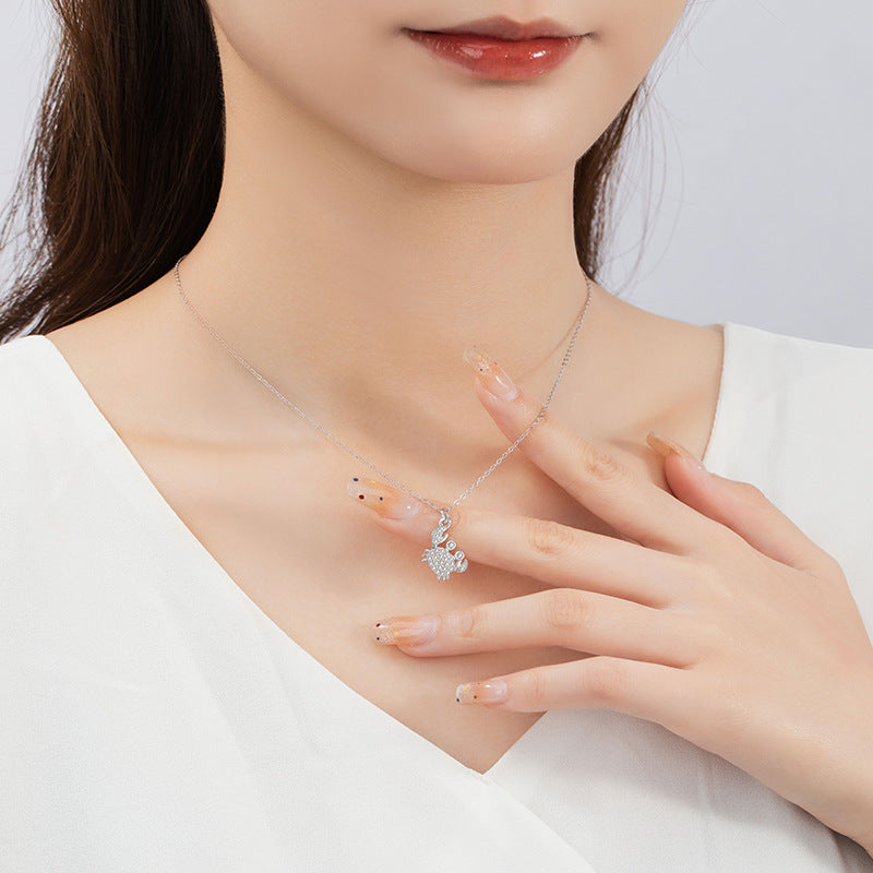 Small Crab Sterling Silver 925 Necklace Female Niche Design Light Luxury Zircon Clavicle Chain Ins Style Cancer Pendant