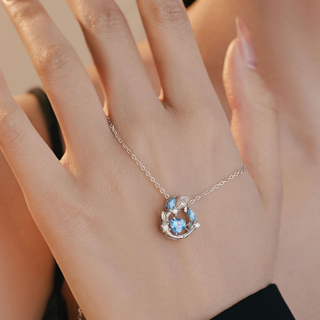 Rose Sterling Silver 925 Smart Necklace Women's Light Luxury High-Grade Love Clavicle Chain Ins Wind Beating Heart Pendant