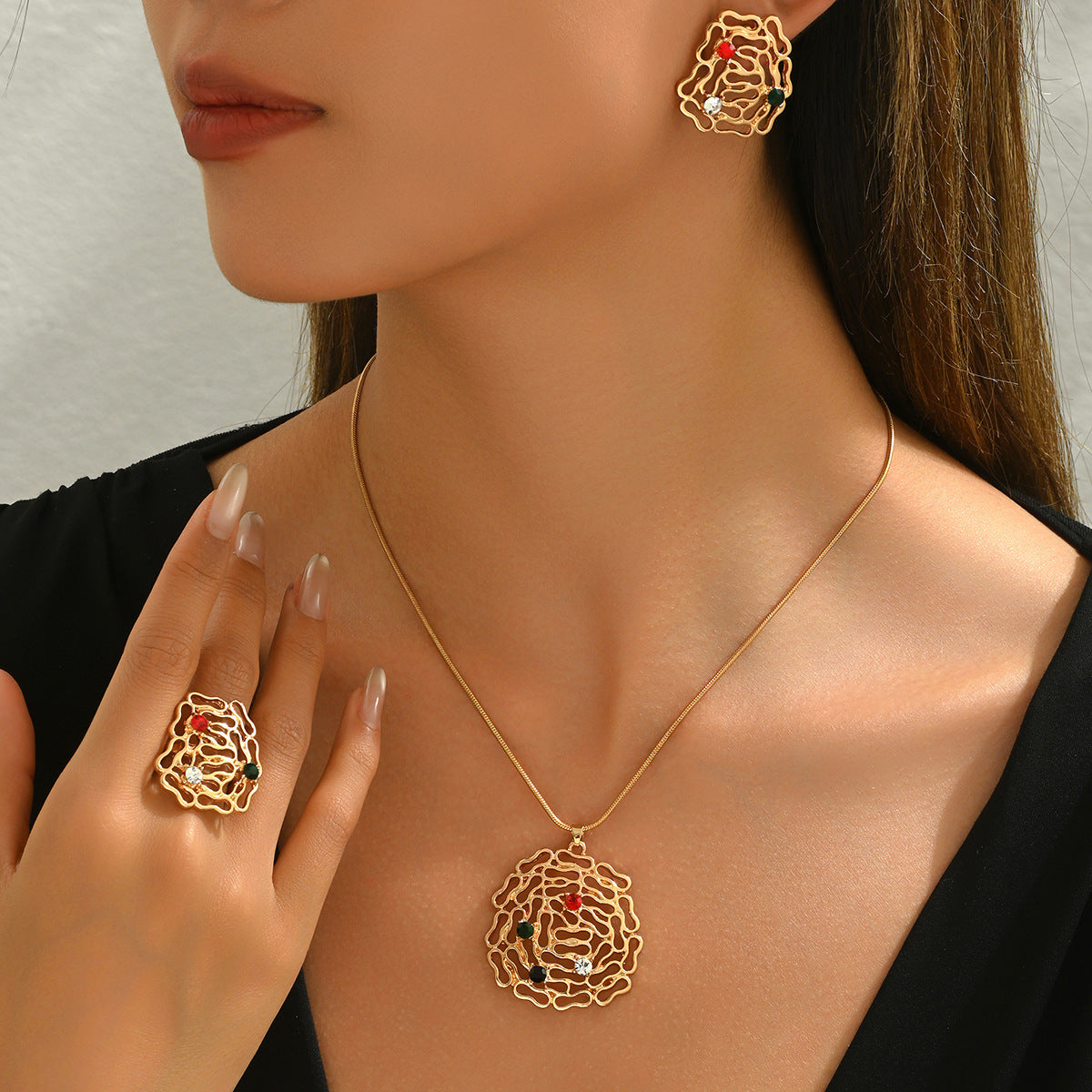 Ornate Openwork Medallion Jewelry