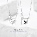 Whale Has You Sterling Silver 925 Couple Necklace Men and Women Fashion All-Match Fishtail Clavicle Chain Ins Style Love Pendant