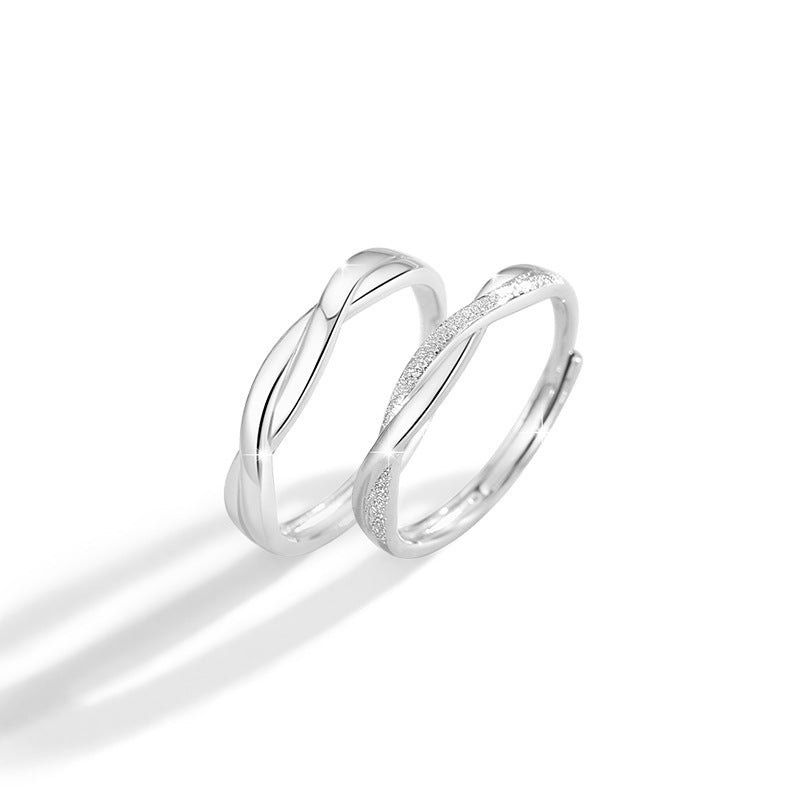 Mobius Pure Silver 999 Couple Ring Men and Women Niche Design Light Luxury Zircon Ring Qixi Ins Pair Ring