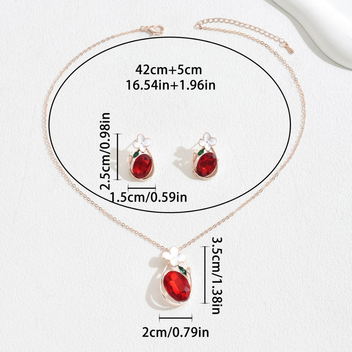 Red Teardrop Flower Jewelry — product image 3