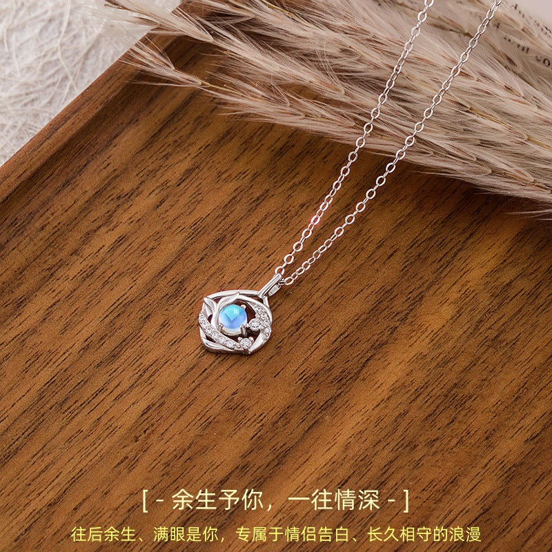 Live Broadcast Hot S925 Sterling Silver Necklace Women's Light Luxury Fishtail Design Clavicle Chain Factory Direct Supply Niche Jewelry Supply