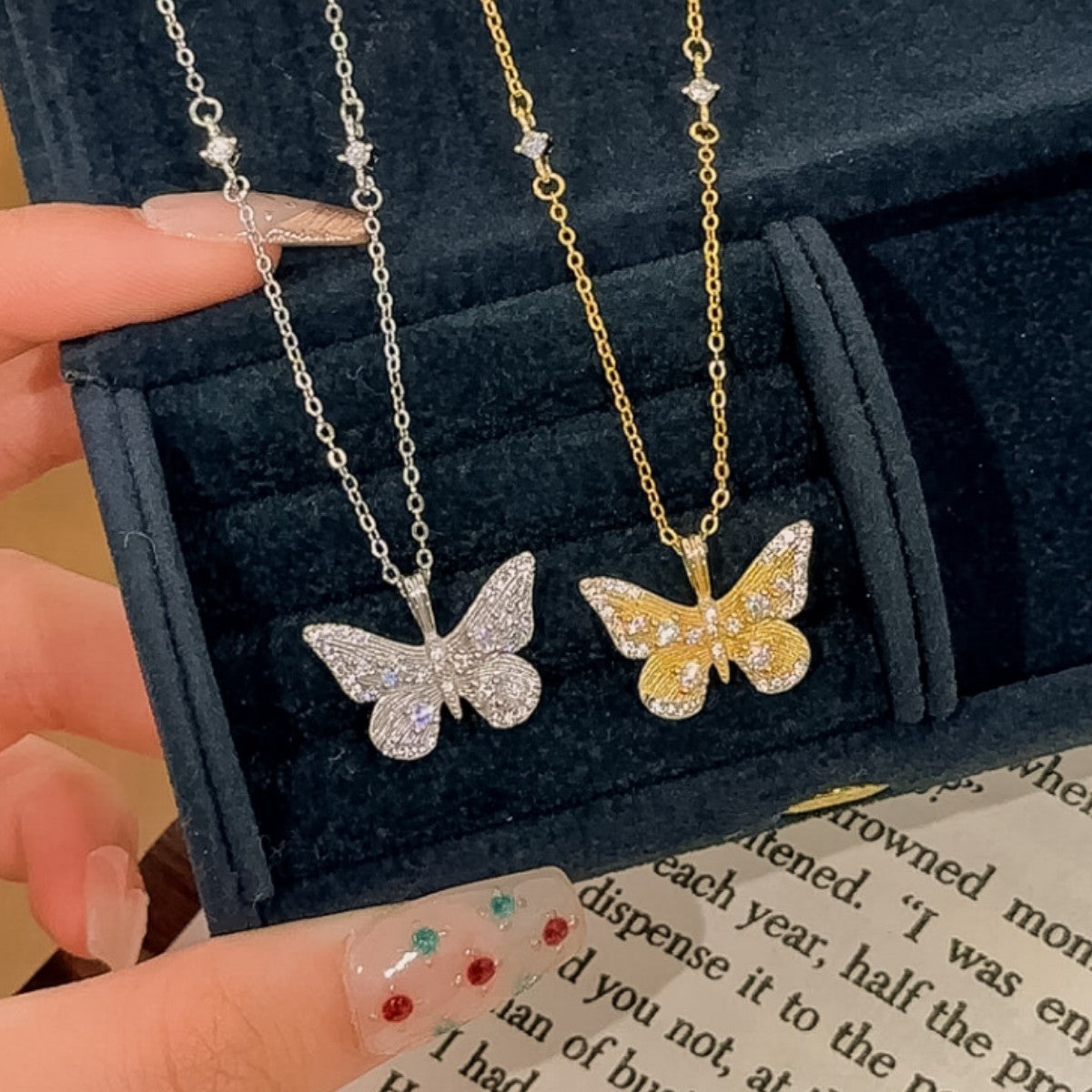 Fantasy Butterfly Sterling Silver 925 Necklace Women's Light Luxury High-Grade Handmade Brushed Clavicle Chain Ins Style Star Pendant