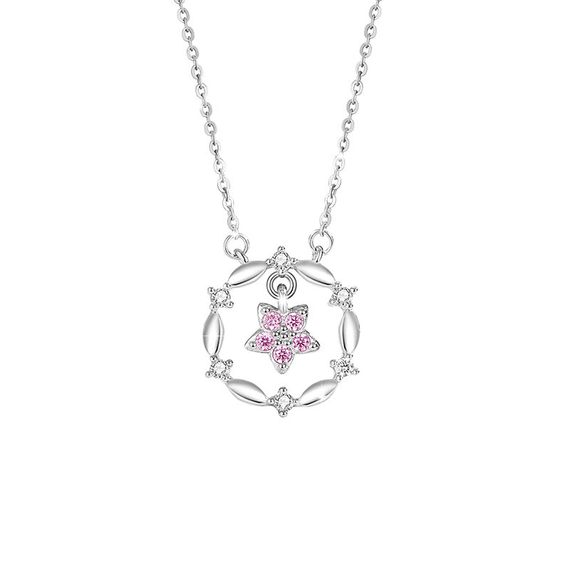 Five-Pointed Star Sterling Silver 925 Necklace Female Niche Design Light Luxury Zircon Clavicle Chain Get Things Ins Style Garland Pendant