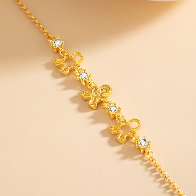 Ginger Cake Man Sterling Silver 925 Bracelet Female Niche Design Light Luxury Zircon Bracelet Ins Style Valentine's Day Star Bracelet