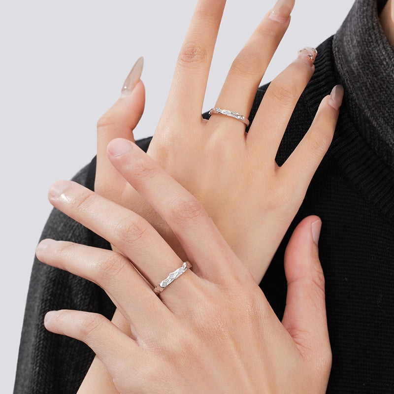 Star Sterling Silver 925 Luminous Couple Ring Light Luxury High-Grade Starry Ring Ins Valentine's Day Gift Ring