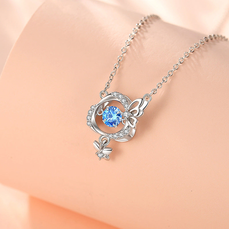 Butterfly Sterling Silver 925 Smart Necklace Female Niche Design Light Luxury Tassel Zircon Clavicle Chain Ins Love Pendant