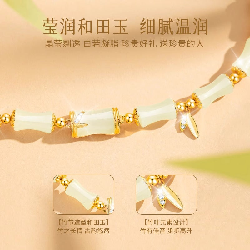 Have You Bamboo Enough Hetian Jade Bracelet Women's High-Grade Light Luxury Bamboo Bracelet Valentine's Day Valentine's Day Gift for Girlfriend