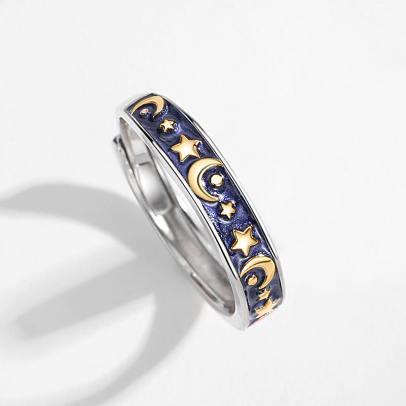 Xingyue Couple Sterling Silver 925 Ring Korean Fashion Ins Men's and Women's Plain Ring Long-Distance Love Light Luxury Adjustable Ring