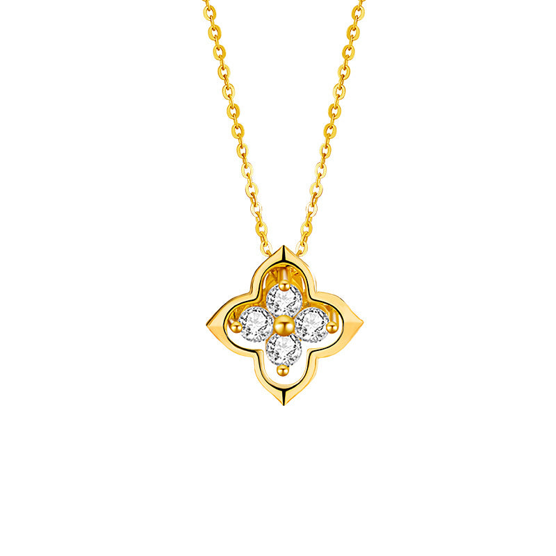 Lucky Clover Sterling Silver 925 Necklace Women's High-Grade Smart Detachable Shining Clavicle Chain Ins Star Pendant