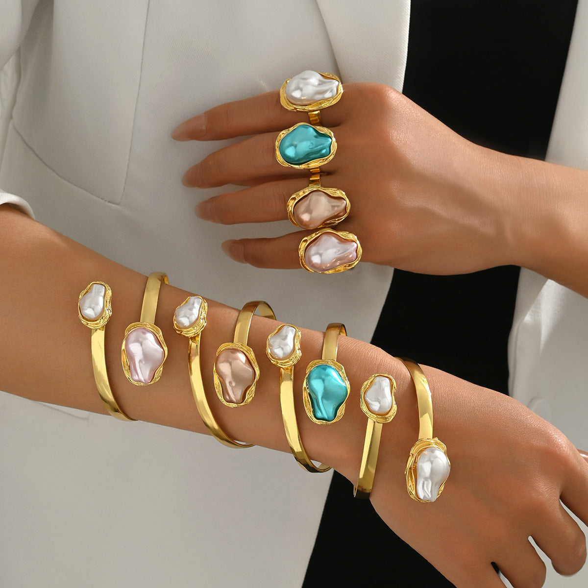 Pearl-Effect Open Band Jewelry