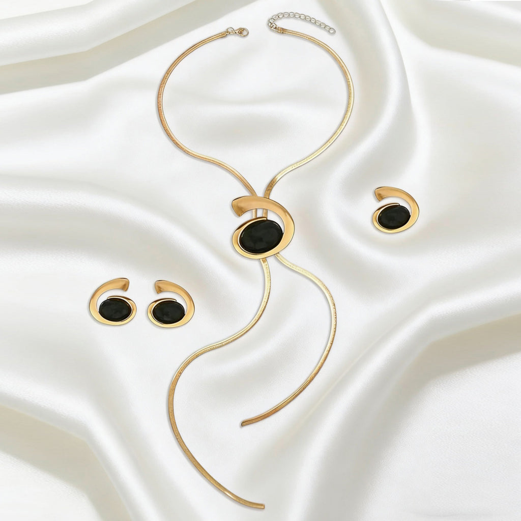 Black Oval Flowing Lariat Jewelry — product image 3