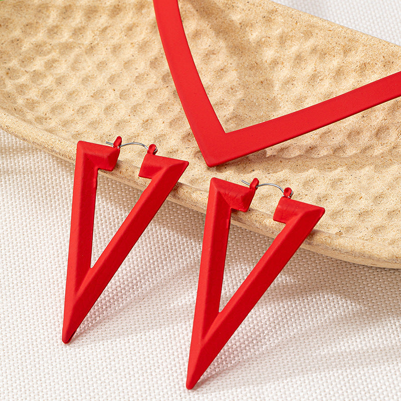 Red V-Shaped Statement Jewelry — product image 2