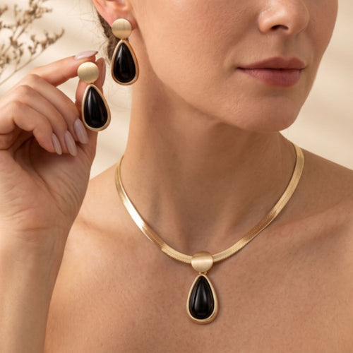 Black Teardrop Wave Collar Jewelry