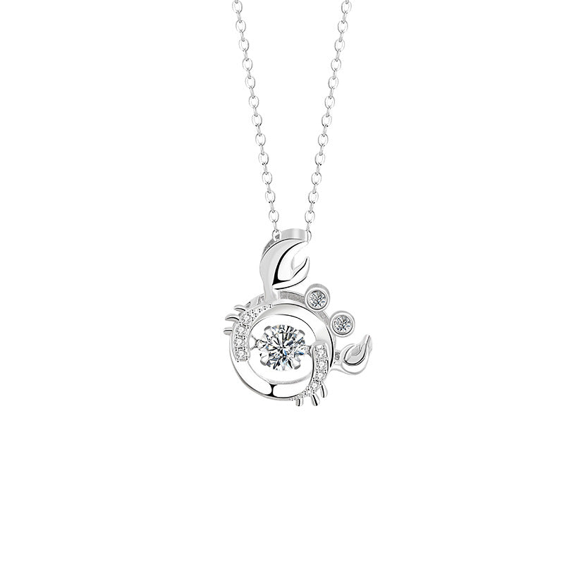 Small Crab Sterling Silver 925 Smart Necklace Women's Fashion Versatile Zircon Clavicle Chain Ins Style Cancer Pendant