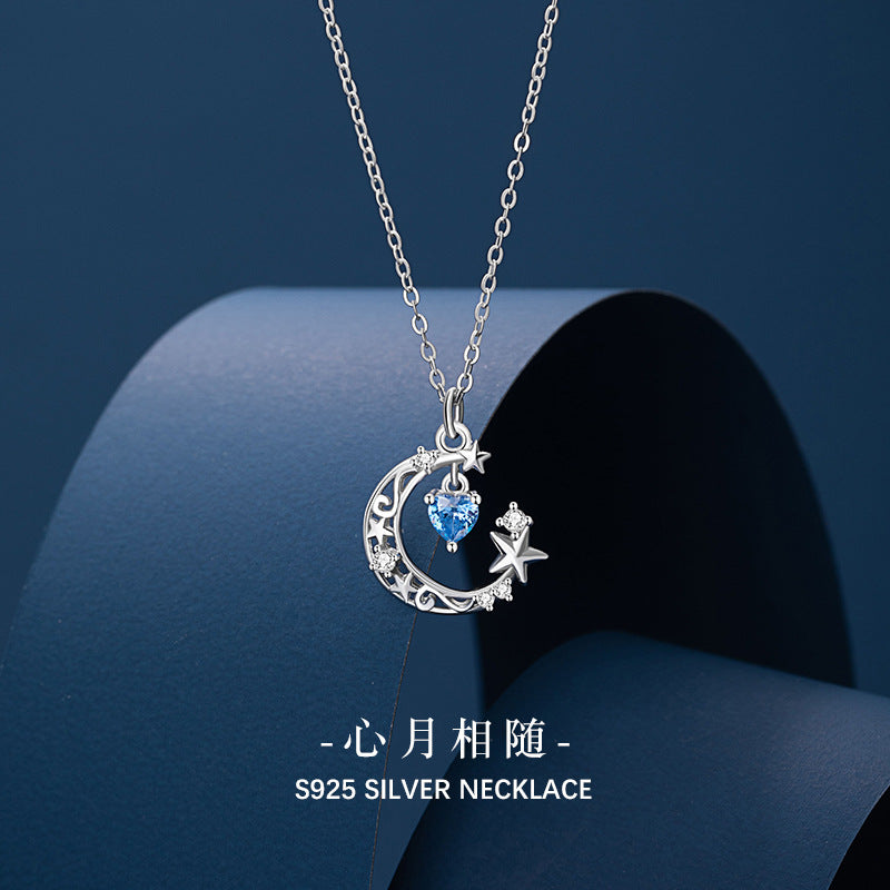 Halskette aus 925er Sterlingsilber – Stern und Herz und Zirkonia-Akzente