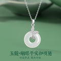 Butterfly Sterling Silver 925 Chalcedony Necklace Women's Fashion Versatile Safety Buckle Clavicle Chain Ins Style Flower Zircon Pendant