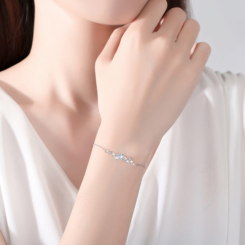 Meteor Shower Sterling Silver 925 Bracelet Female Niche Design Light Luxury Starry Bracelet Ins Style Star Bracelet