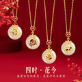 Four Seasons Flower God Sterling Silver 925 Hetian Jade Necklace Female New Chinese Rose Clavicle Chain Red Agate Plum Pendant