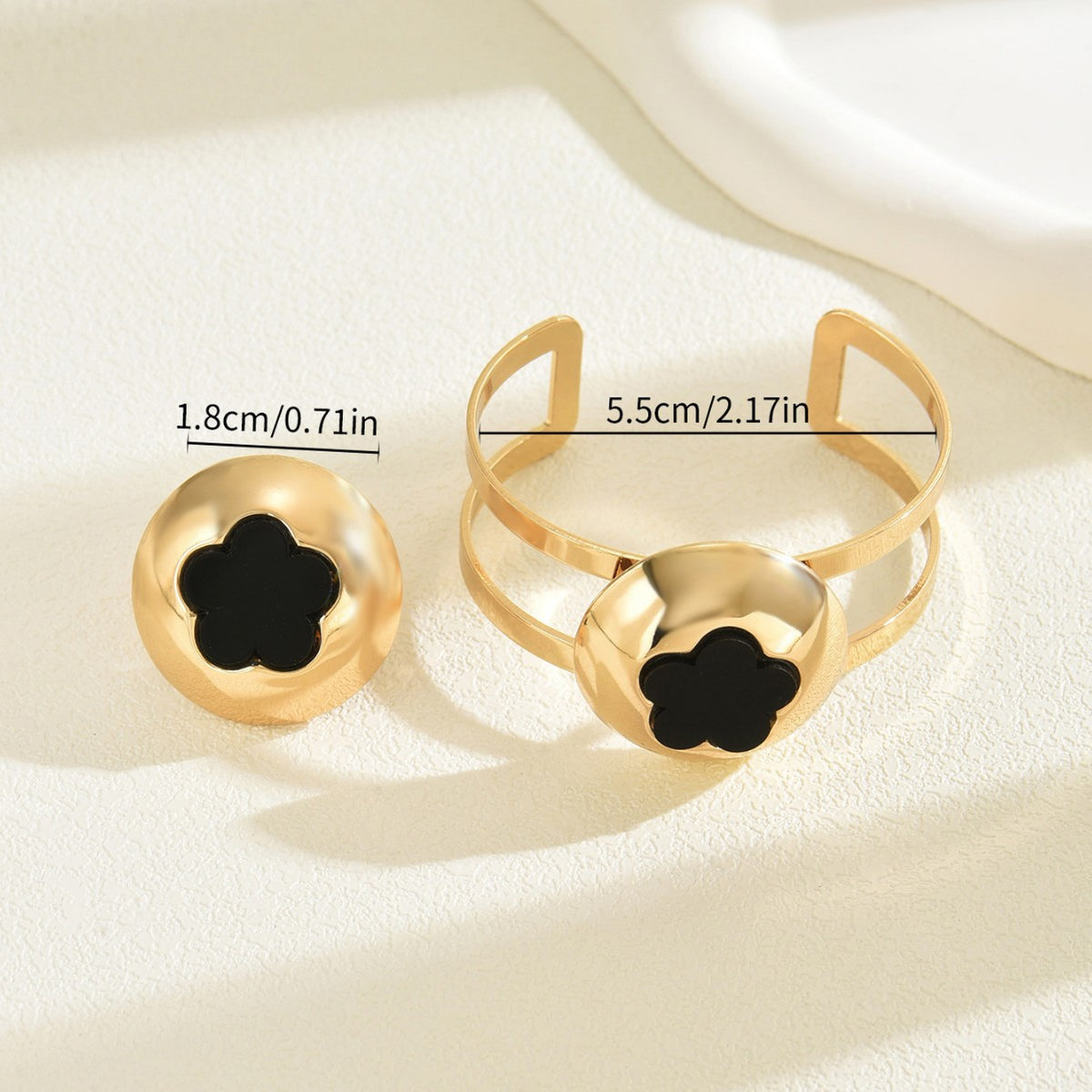 Black Flower Disc Cuff Jewelry — product image 3