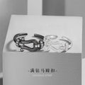 Horseshoe Buckle Sterling Silver 925 Couple Ring Fashion Versatile Zircon Navigation Buckle Ring Ins Style Double Ring Pair Ring
