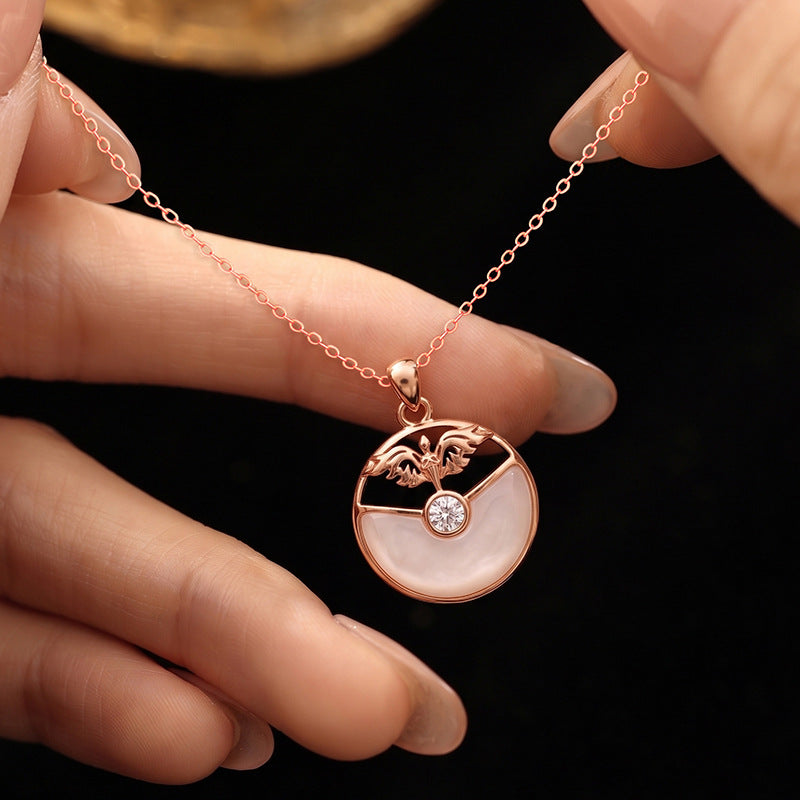 Cross-Border Hot Sale S925 Sterling Silver Necklace Female Angel Knight Fritillary Pendant Niche Girlfriends Paired Silver Jewelry Wholesale