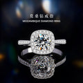 Square Sugar Sterling Silver 925 Diamond Ring Female Light Luxury High Sense 1 Karat Proposal Wedding Ring Ins Pair Ring
