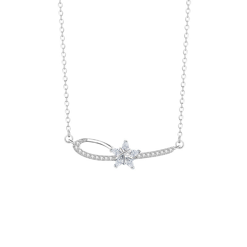 Star Sterling Silver 925 Necklace Women's Fashion Versatile Five-Pointed Star Zircon Clavicle Chain Ins Style Meteor Shower Pendant