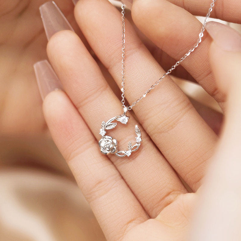Rose Sterling Silver 925 Necklace for Women, Niche Design, Light Luxury Clavicle Chain, INS Style Garland Zircon Pendant
