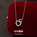 Ring Buckle Pure Silver 999 Necklace Niche Light Luxury High-Grade Zircon Clavicle Chain Ins Mobius Ring Pendant
