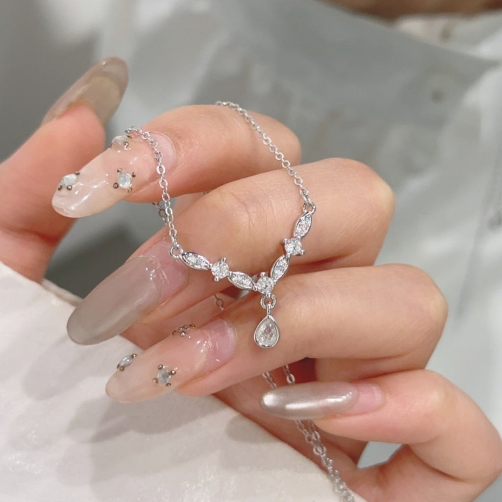 Laurel Goddess Pure Silver 999 Necklace Niche Design Light Luxury Wheat Ear Clavicle Chain Ins Style Ear Safety Pendant