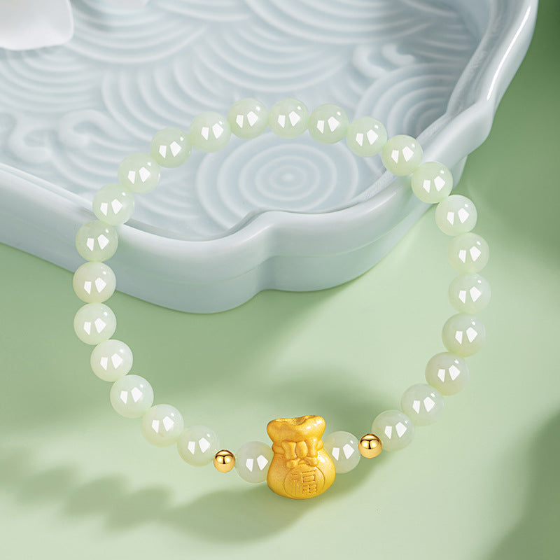 Sterling Silver Bag and Bow Bracelet – Hetian Jade