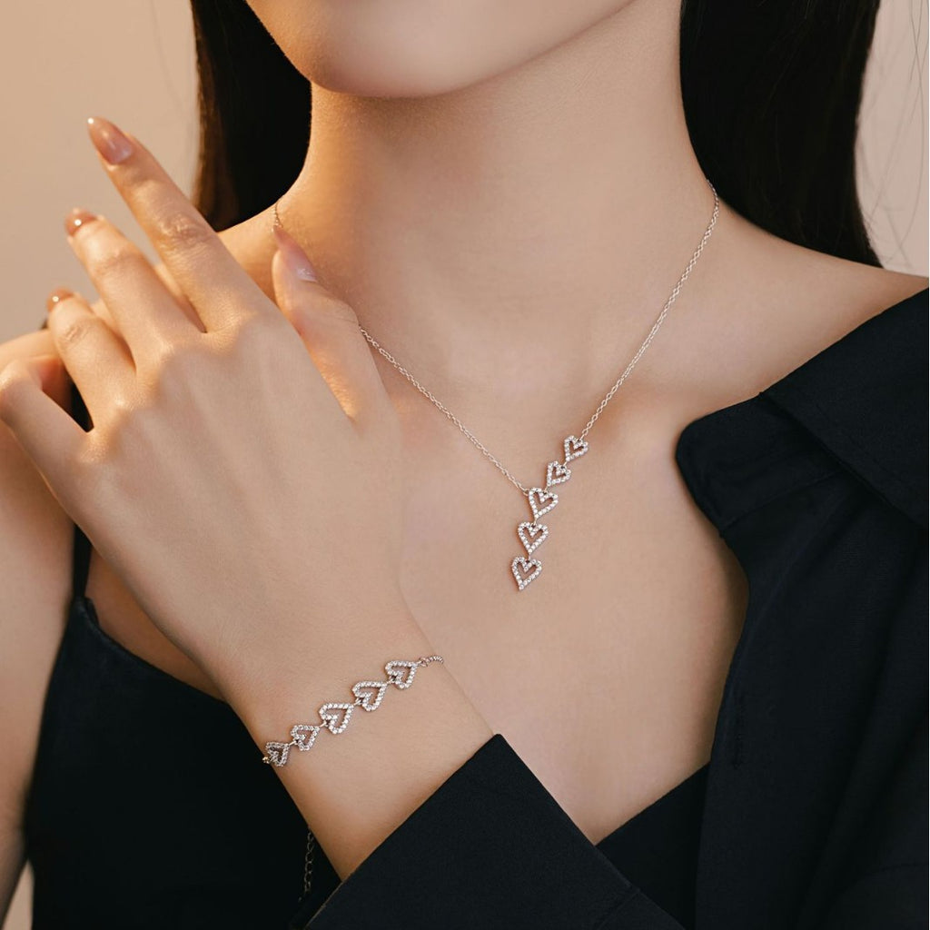 Lovely Sterling Silver 925 Necklace Women's Light Luxury High-Grade Zircon Tassel Clavicle Chain Ins Style Little Red Book Same Pendant