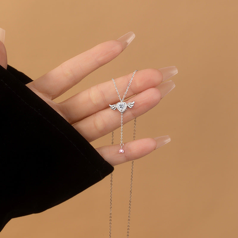 Collana in argento sterling 925 – ala d'angelo e cuore