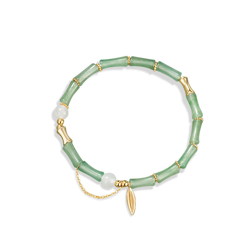 Festival High-Rise Sterling Silver 925 Bracelet New Chinese National Fashion Dongling Jade Bamboo Bracelet Ins Style Light Luxury Bamboo Bracelet