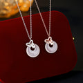 S925 Sterling Silver Necklace Women's Natural White Chalcedony Safety Buckle Butterfly Pendant National Style Women's Birthday Gift Clavicle Chain