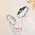 Angel Wings Sterling Silver 925 Couple Ring Men's and Women's Fashion All-Match Love Ring Thing Ins Devil Ring
