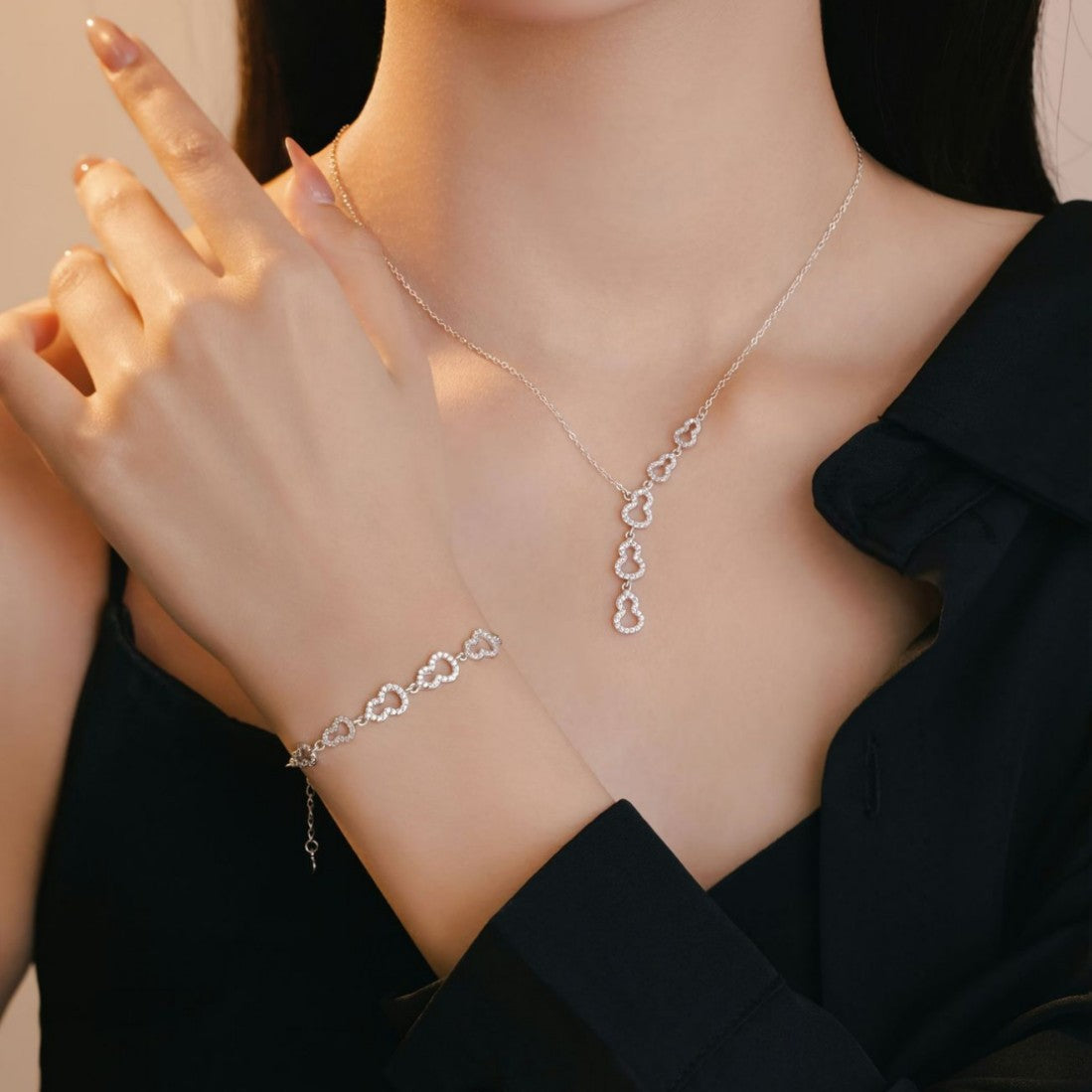 Gourd Sterling Silver 925 Necklace Women's Light Luxury High-Grade Tassel Zircon Clavicle Chain Ins Style Little Red Book Same Pendant