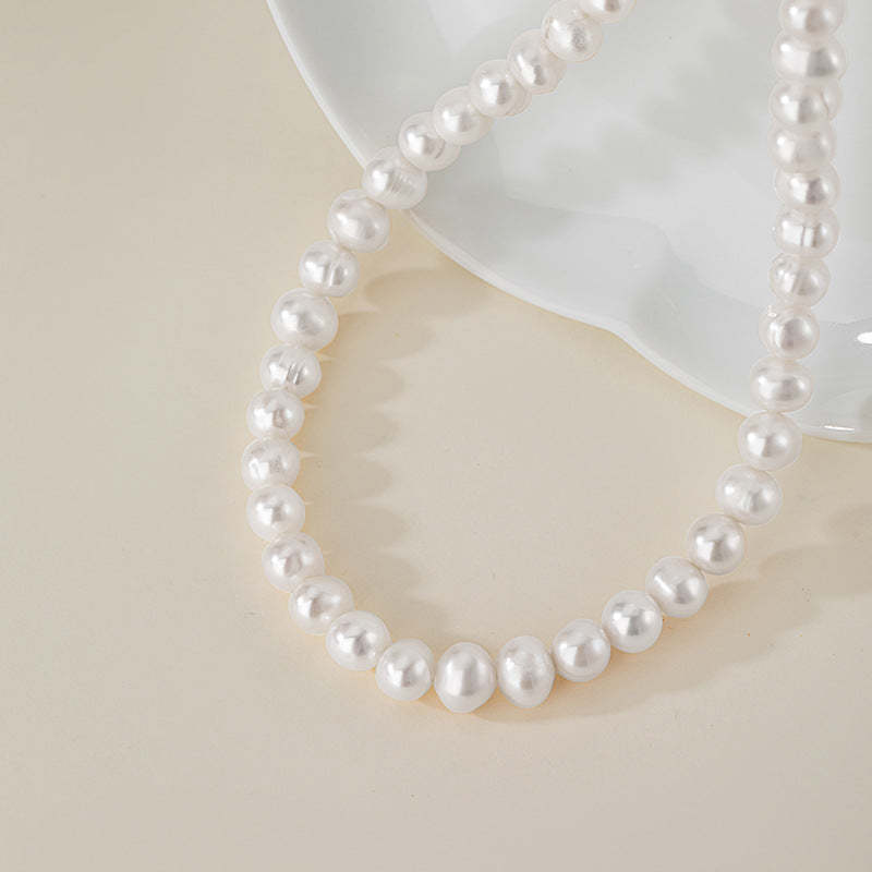 Natural Freshwater Pearl Sterling Silver 925 Necklace Female Niche Design Light Luxury Clavicle Chain Valentine's Day Gift Pendant