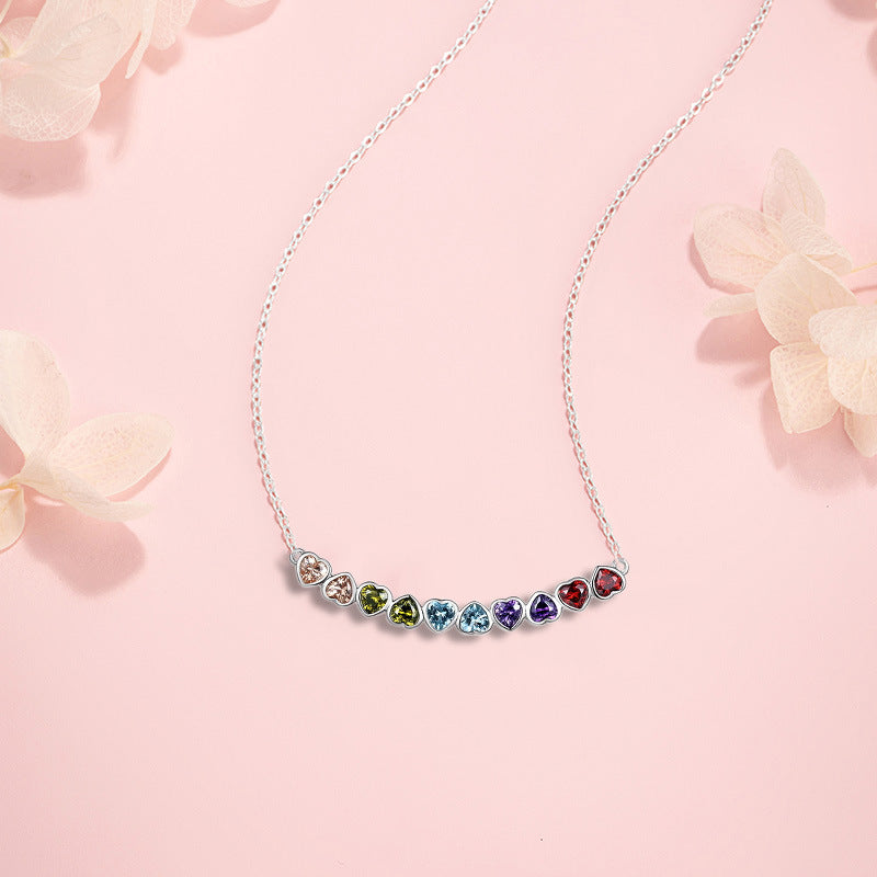 Smile Rainbow Sterling Silver 925 Necklace Female Sweet Cute Love Zircon Clavicle Chain Ins Dopamine Pendant