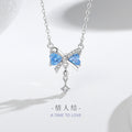 Bowknot Sterling Silver 925 Necklace Female Niche Design Light Luxury Tassel Clavicle Chain Ins Style Lovely Zircon Pendant