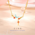 Moon Sterling Silver 925 Necklace Female Niche Design Light Luxury Glass Stone Clavicle Chain Ins Style Flower Tassel Pendant
